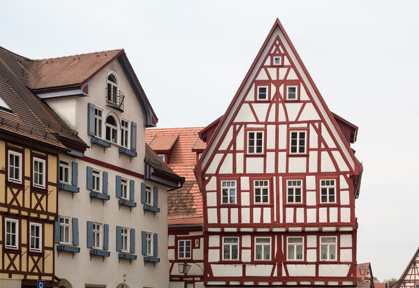 Half-timbered homes in Bad Wimpfen old town sits on the hilltop above the River Neckar in Southern Germany