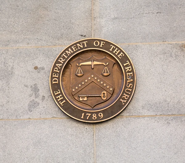 Siegel auf Finanzministerium Gebäude Washington dc — Stockfoto