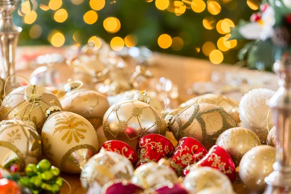 Christmas decorations on table — Stock Photo, Image
