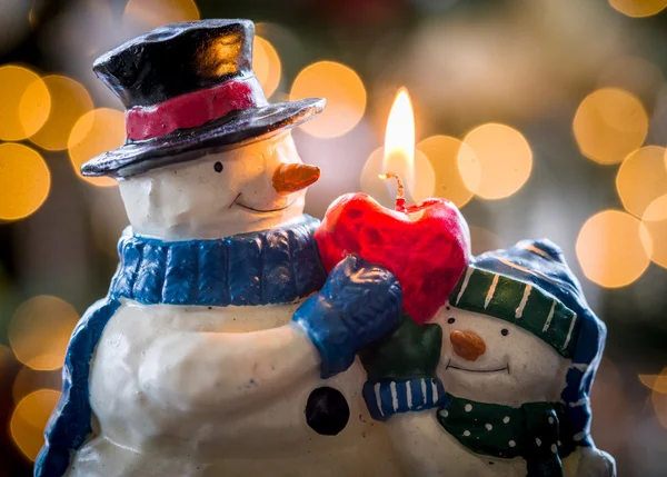 Bougie bonhommes de neige de Noël à Noël — Photo
