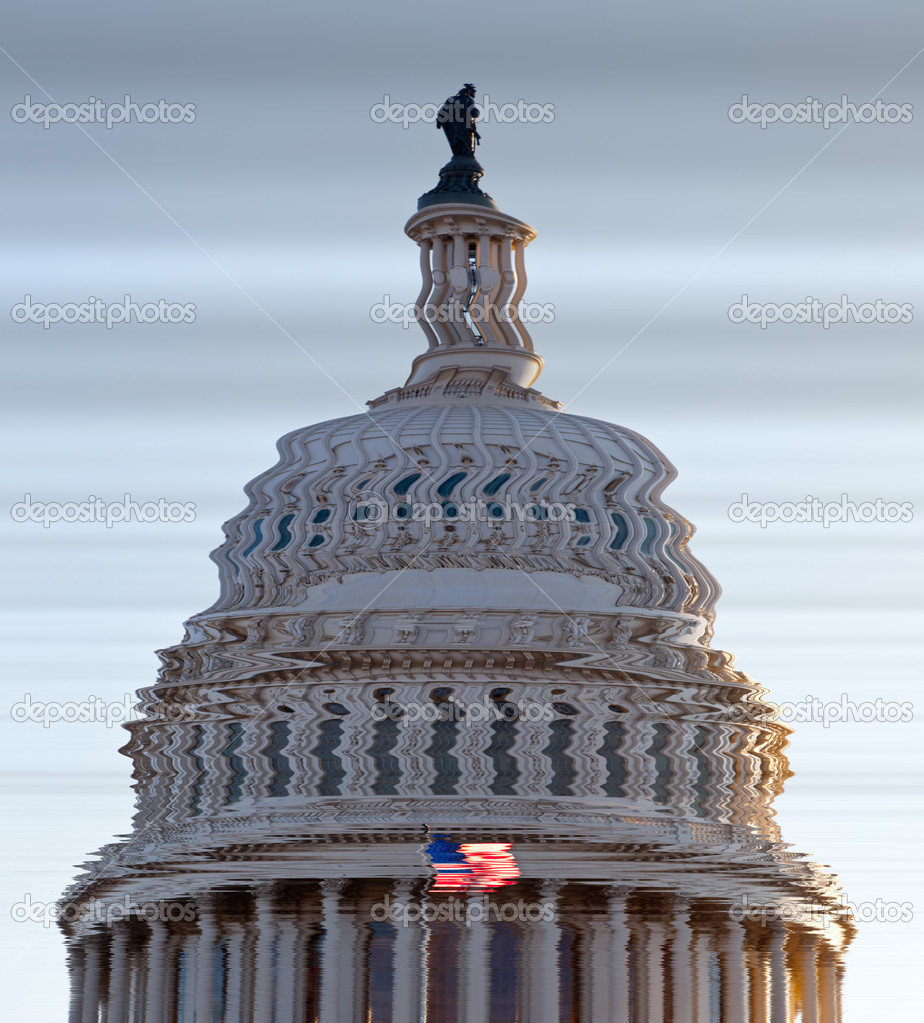 Distorted view of dome of Capitol in DC