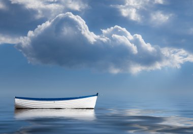 Old rowing boat marooned at sea clipart