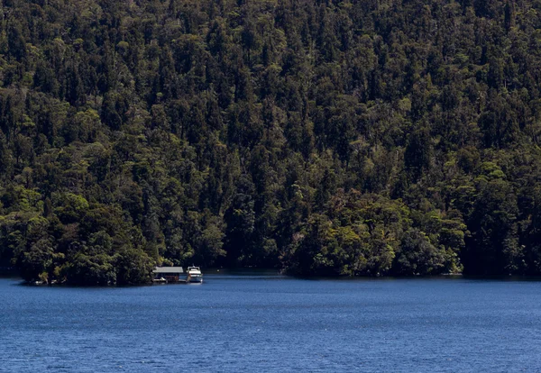 Kabina v pochybné zvuk na Novém Zélandu — Stock fotografie
