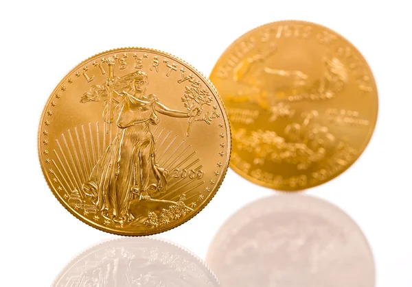 一盎司黄金硬币的集合 — 图库照片