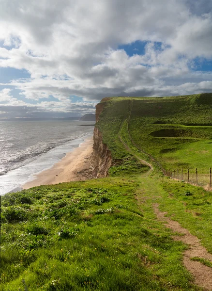 Ścieżka na skały na zachód zatoka dorset w Wielkiej Brytanii — Zdjęcie stockowe