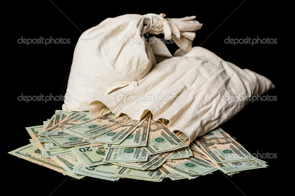 Billetes Vender Dolares En La Bolsa Muchos Billetes De Dólar O