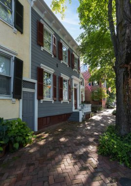 Tipik Georgetown evleri ve sokak manzarası.