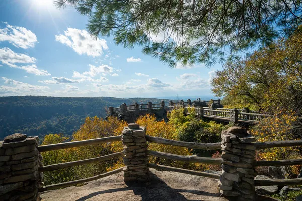Coopers Rock State Park kijkt uit over de Cheat River in West Virginia met herfstkleuren — Stockfoto