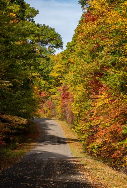 Route à Coopers Rock parc d'État en Virginie-Occidentale avec des couleurs d'automne — Photo