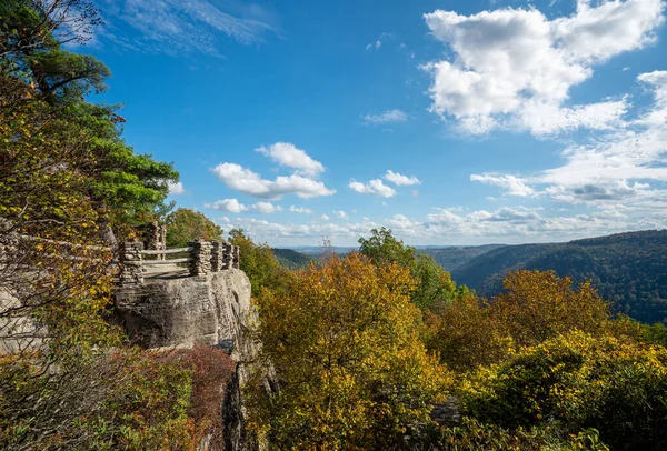 Coopers Rock State Park přehlédnout řeku Cheat v západní Virginii s podzimními barvami — Stock fotografie