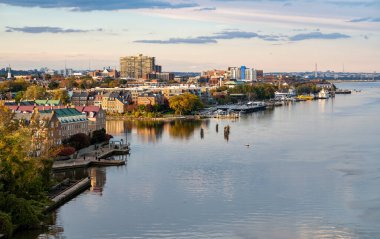 Waterfront of city of Alexandria in Virginia at sunset clipart