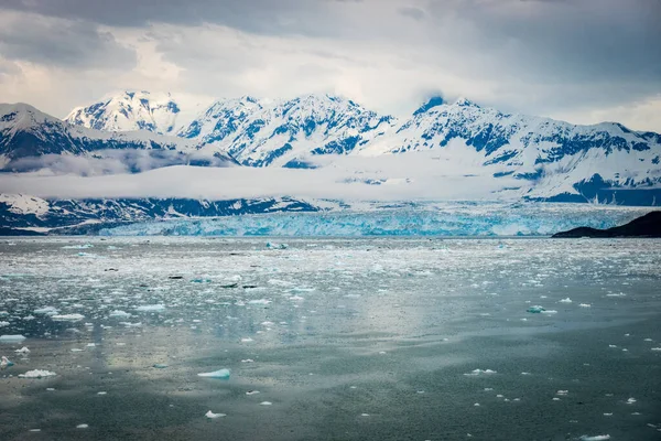 Wide View Famous Hubbard Glacier Enters Ocean Alaskan Coast South — Stockfoto