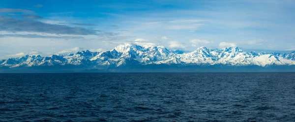Panorama Montañas Monte Fairweather Por Parque Nacional Glacier Bay Alaska — Foto de Stock