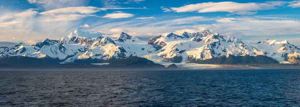 Sent Kvelden Sol Panorama Fjell Mount Fairweather Glacier Bay Nasjonalpark – stockfoto