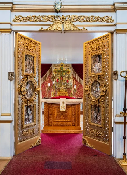 Sitka June 2022 Golden Interior Restored Orthodox Cathedral Sitka Alaska — Fotografia de Stock