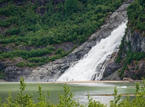 Nugget Creek Falls Cascade Mendenhall Lake Close Juneau Alaska —  Fotos de Stock