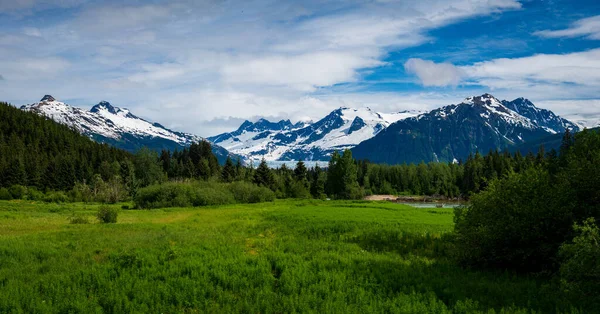 Mendenhal Gletsjer Vallei Vanaf Broederschap Brug Glacier Highway Bij Juneau — Stockfoto