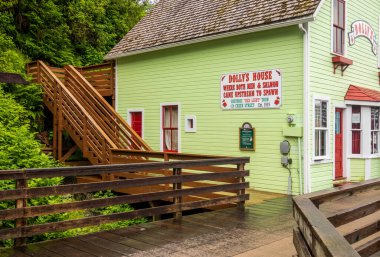 Ketchikan, AK - 10 June 2022: Famous Dollys House brothel on Creek Street boardwalk in Ketchikan Alaska
