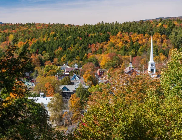 Widok Stowe Widokiem Znanym Jako Sunset Rock Vermont Upadku — Zdjęcie stockowe