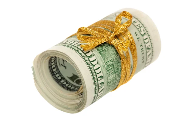 Roll of 100 dollar bills — Stock Photo, Image