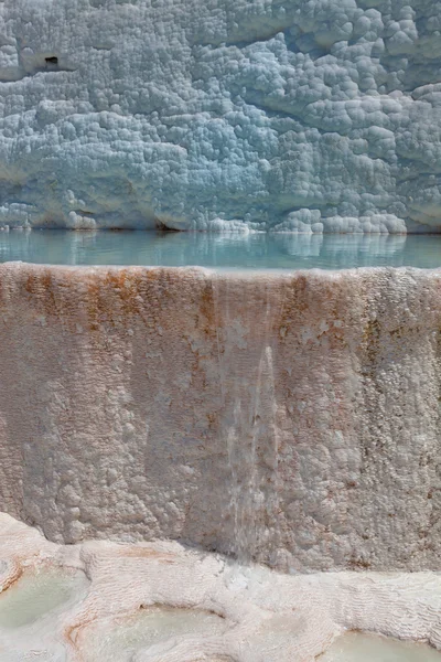 Blue cyan water travertine pools at ancient Hierapolis, now Pamu — Stock Photo, Image