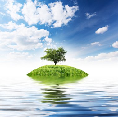 parlak yeşil tropikal Adası