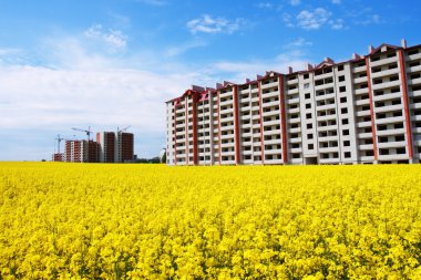 Sarı zemin üzerinde inşaat