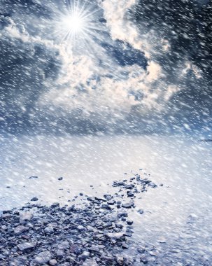 kar fırtınası Nehri üzerinde