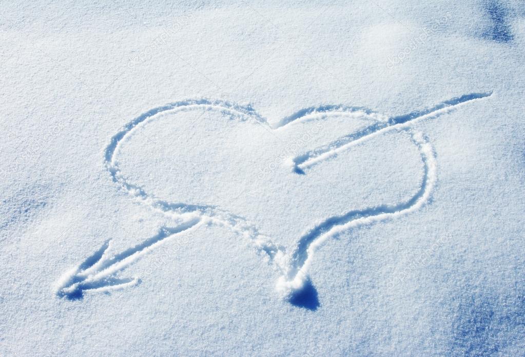 Heart on the snow