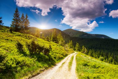 güneşli bir gün dağ manzarası var