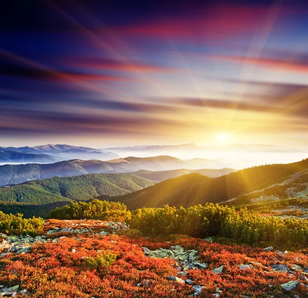 Pôr-do-sol nas montanhas — Fotografia de Stock