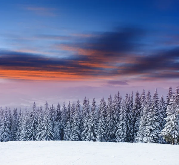 Coucher de soleil dans les montagnes d'hiver — Photo