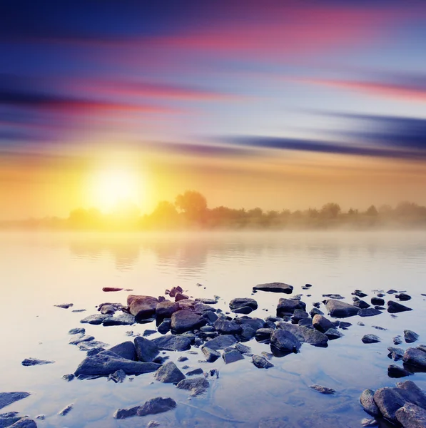 Sunset in the river — Stock Photo, Image