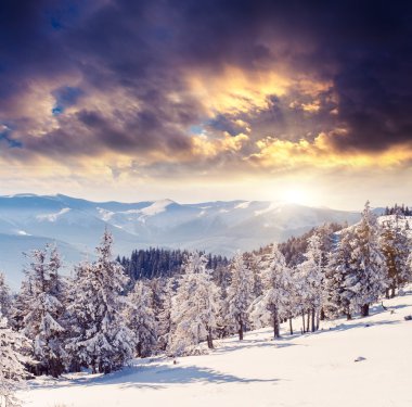 Harika sabah dağ manzarası