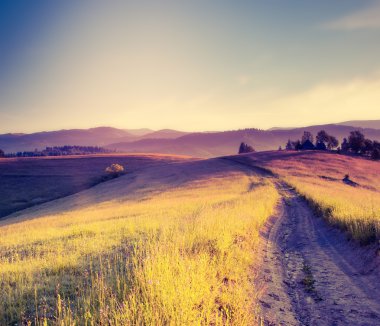sabah gökyüzü altında güneşli hills
