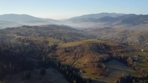Fantastic View Idyllic Rolling Hills Alpine Landscape Aerial Top Flyover — Stock Video