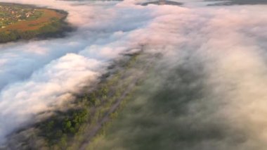 İnsansız hava aracı nefes kesen kırsal alanda ve tarım arazisinde uçuyor. Sinematik hava çekimi. Yeri Dnister Kanyonu, Ukrayna, Avrupa. Toprağın güzelliğini keşfedin. 4k 'lık İHA videosuyla çekildi..