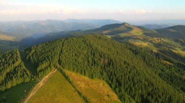 Yeşil dağ vadisini kuş bakışı gören muhteşem bir manzara. 4k, İHA videosu ile çekilmiştir..