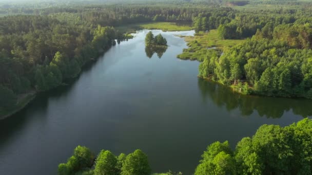 Impresionante Vista Lagos Azules Bosques Verdes Día Soleado Filmado Drone — Vídeos de Stock