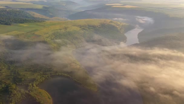 Sparatoria Drone Con Vista Sul Canyon Tortuoso Del Fiume Dniester — Video Stock