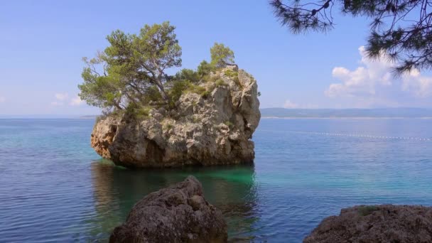 Seascape Adriatic Sea Kjent Stein Brela Resort Makarska Riviera Kroatia – stockvideo