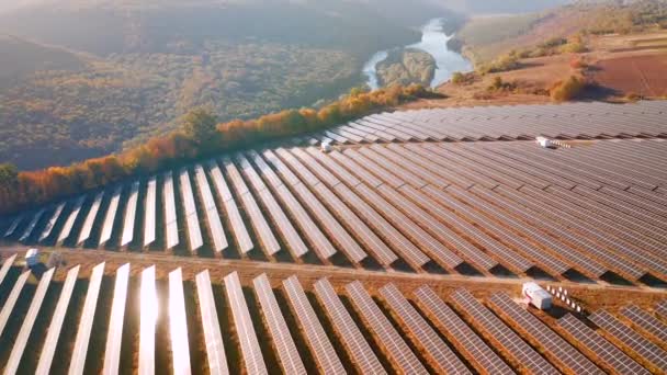 Vue Dessus Sur Panneaux Solaires Photovoltaïques Source Électricité Alternative — Video