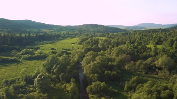 Atirando Drone Voando Sobre Vale Montanha Filmado Vídeo Drone — Vídeo de Stock