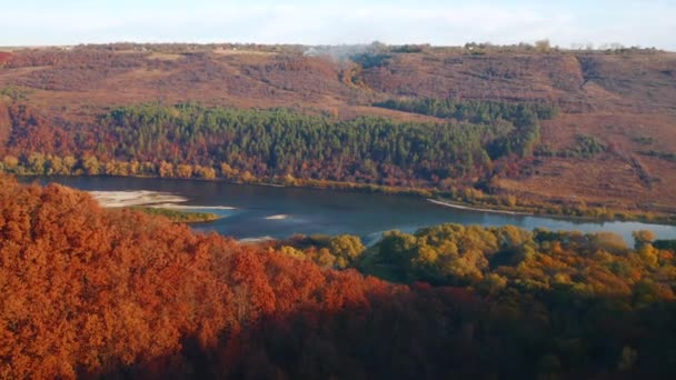 Atraktivní Pohled Ptačí Perspektivy Podzimní Les Kaňonu Dněsteru Natočeno Drone — Stock video