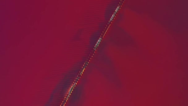 从无人侦察机俯瞰的粉色盐沼带着平静的水面的史诗般的景象 以4K视频拍摄 — 图库视频影像