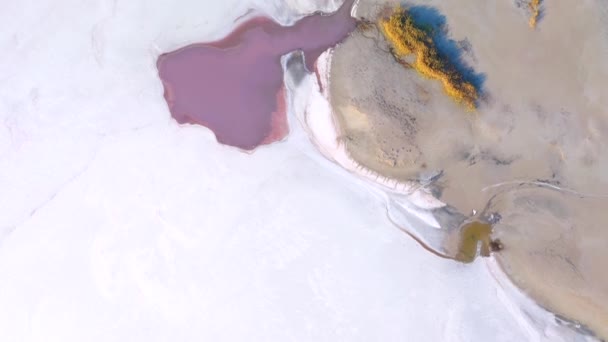 Abstraktní Pohled Dronu Slané Bažině Uměleckým Povrchem Natočeno Videu — Stock video