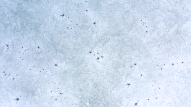 Vista Arriba Hacia Abajo Del Estanque Congelado Vacío Filmado Drone — Vídeo de stock