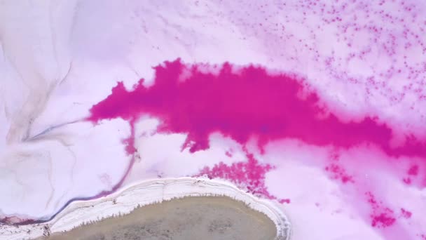 从粉红盐沼上的无人飞机俯瞰着粉红盐沼的表面 以4K视频拍摄 — 图库视频影像