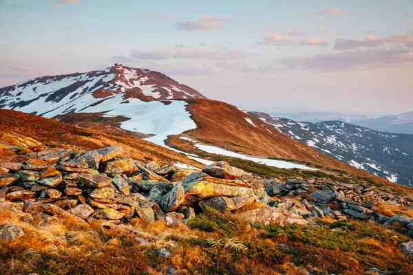 Fantastische Zonnige Dag Het Berglandschap Dramatische Pittoreske Ochtendscène Locatie Karpaten — Stockfoto