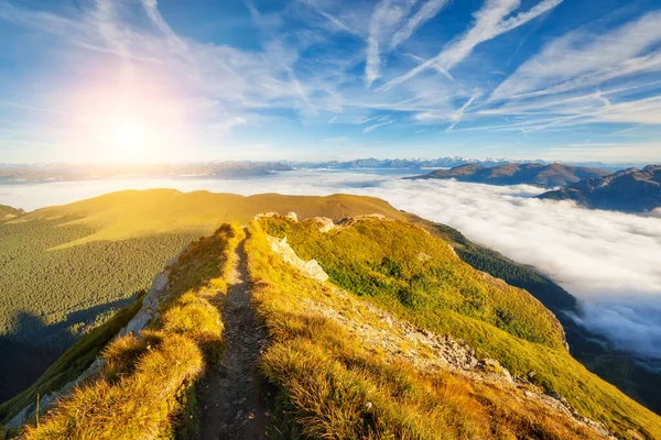 Great View Puez Odle Geisler Group National Park Valley Gardena — Stock Photo, Image